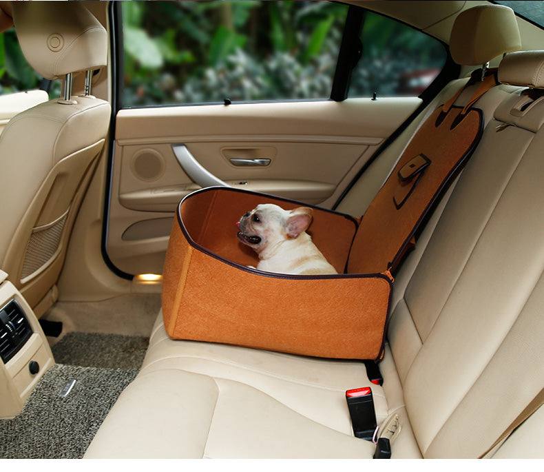 Puppy Car Safety Seat providing comfort and security for small dogs during car rides.