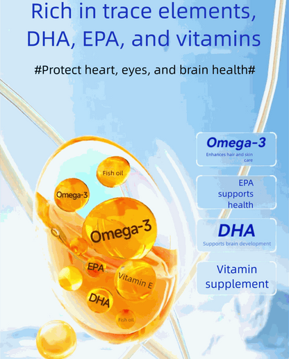 Natural pet fish oil capsules rich in omega-3 EPA, DHA, and vitamins for dogs and cats health