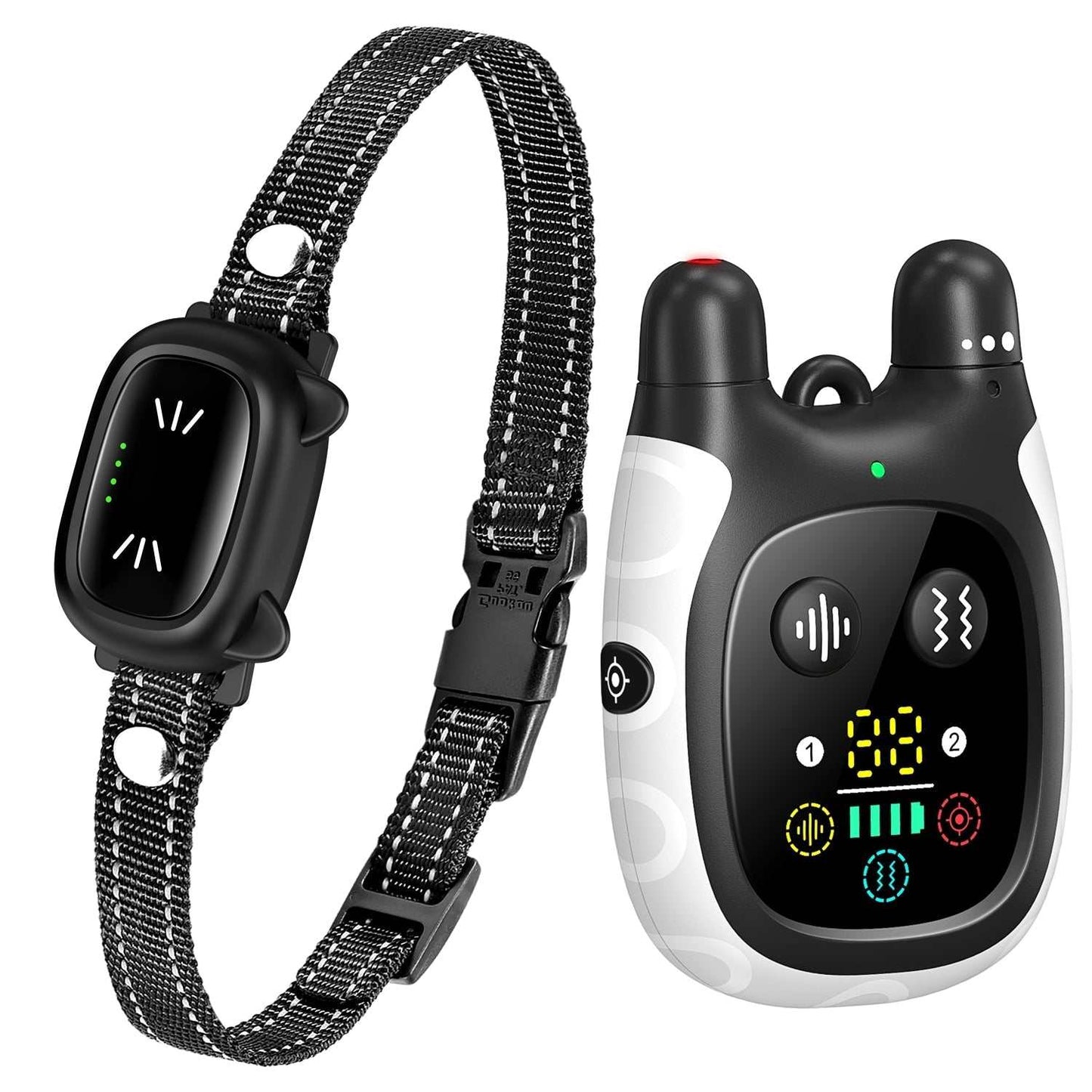 Cat training vibration collar with remote control, adjustable sensitivity, waterproof IP67, and various tone and vibration modes