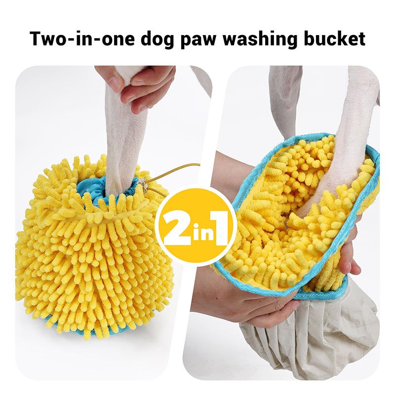 Dog paw cleaner cup with soft silicone bristles for easy and gentle paw washing and drying