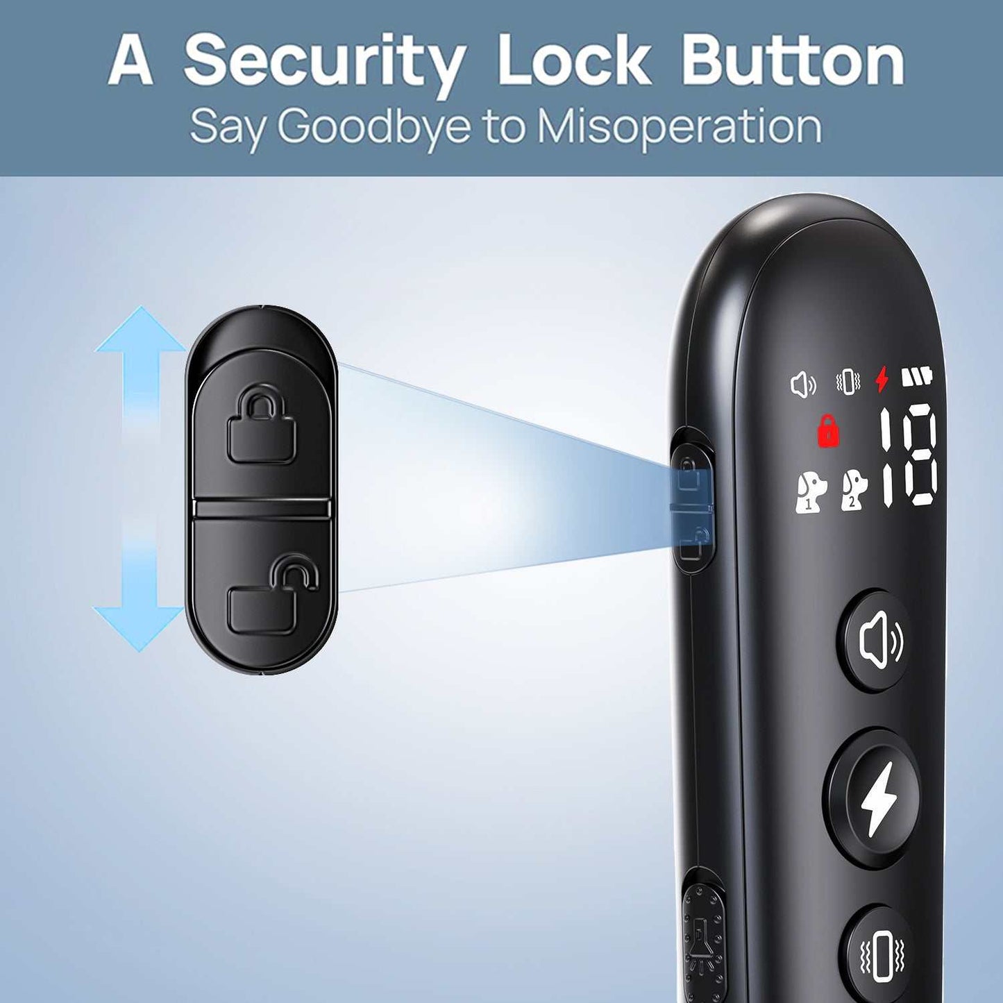 PetSafe Core Dog Training Collar remote with security lock button and digital display