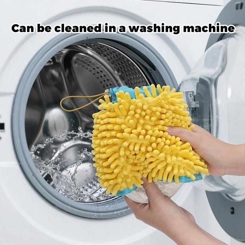 Dog Paw Cleaner Cup washable microfiber pet paw washer mitt being placed in washing machine