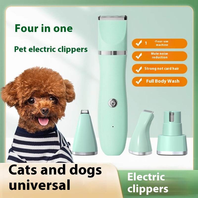 dog grooming set with 4-in-1 pet electric clippers for cats and dogs, quiet motor, rechargeable, full body washable