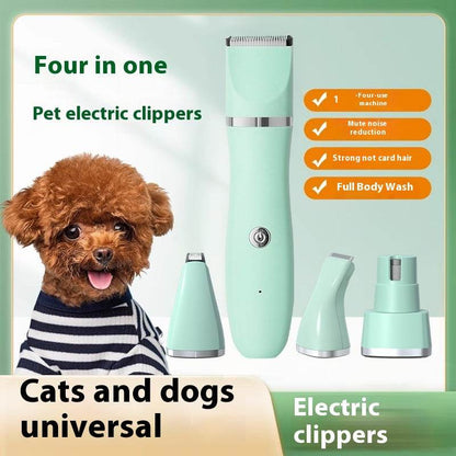 dog grooming set with 4-in-1 pet electric clippers for cats and dogs, quiet motor, rechargeable, full body washable