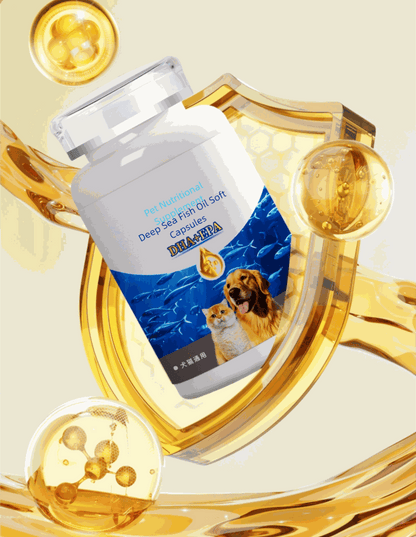 Natural Pet Deep Sea Fish Oil Soft Capsules for Dogs and Cats with Omega-3 EPA DHA for Heart and Joint Health