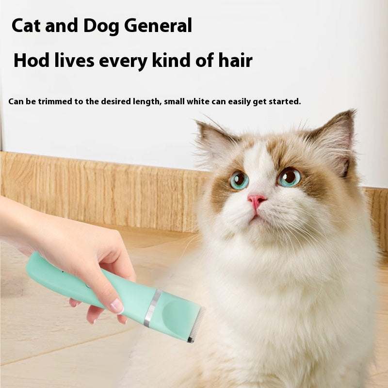 Wireless dog grooming set with silent clipper for cats and dogs, includes multiple blades and combs for trimming and claw grinding.
