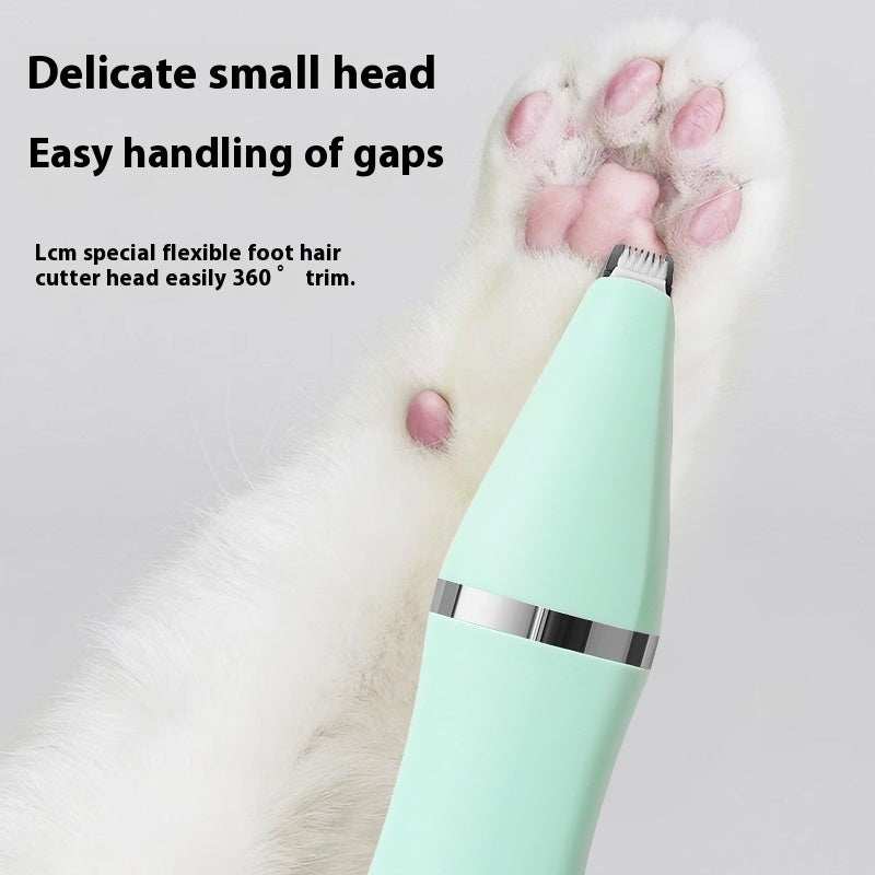 Dog grooming set with delicate small head trimming cat paw hair close up