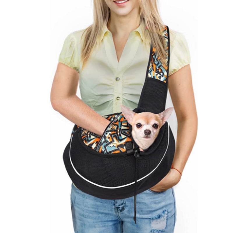 Carrying Pets Bag Women Outdoor Portable Crossbody Bag For Dogs Cats Pet Products with a small dog inside.