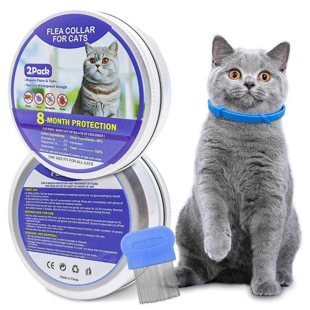 Anti-flea collar for cats and dogs with 8-month protection and waterproof design