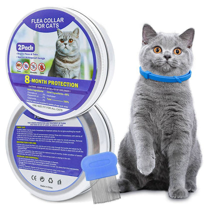 Anti-flea collar for cats and dogs with 8-month protection and waterproof design