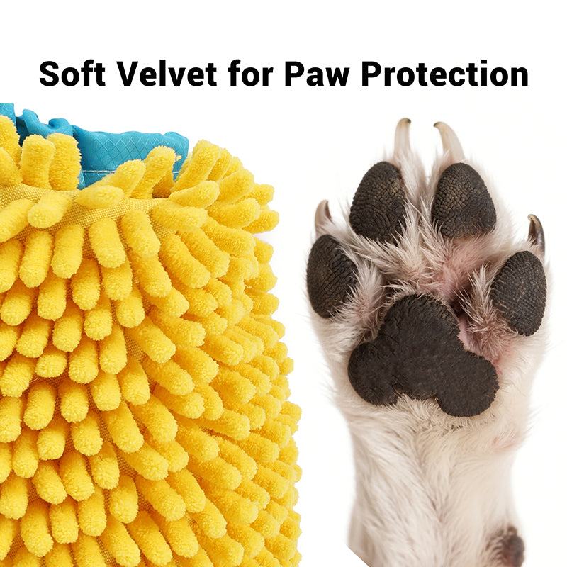 Dog Paw Cleaner Cup with soft velvet bristles gently cleaning dog paw for protection and hygiene