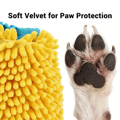 Dog Paw Cleaner Cup with soft velvet bristles gently cleaning dog paw for protection and hygiene