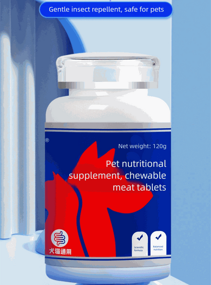 Pet deworming tablets chewable meat-flavored supplement for cats and dogs