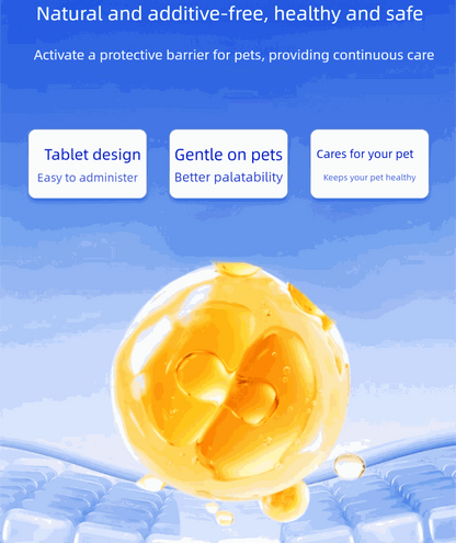 Pet deworming meat-flavored chewable tablets for cats and dogs, gentle and easy to administer.