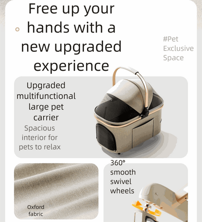 Luxury pet stroller for medium-sized dogs and cats with breathable mesh, smooth swivel wheels, and spacious interior